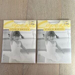 New Capezio Kids White Ballet Costume sz 8-12 footed tights bundle of 2